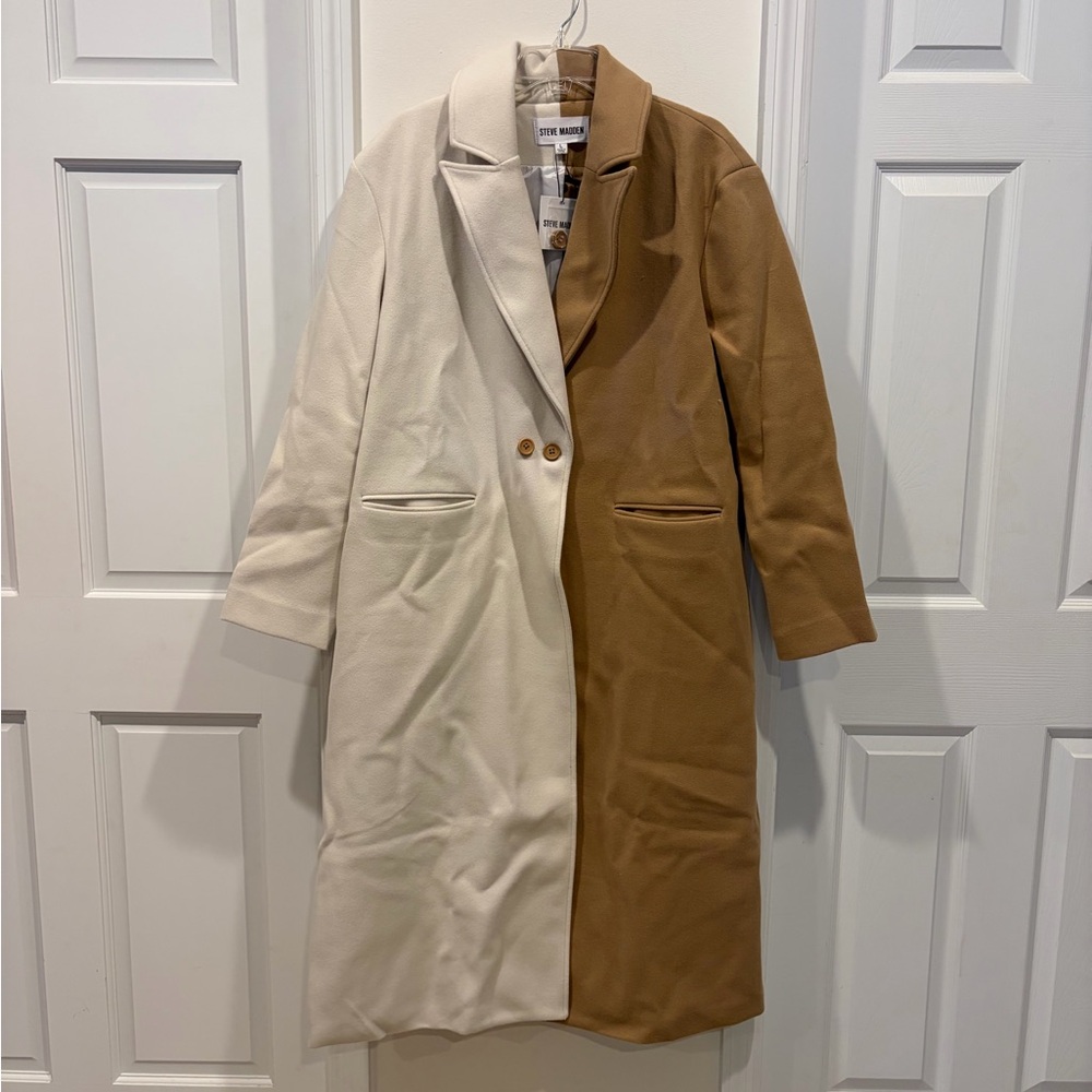 Steve Madden Long Two-Tone Winter Coat - Size Large